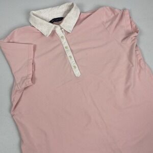 Brooks Brothers Women's Polo Size‎ Large Slim Fit Pink Embroidered Collar Golf